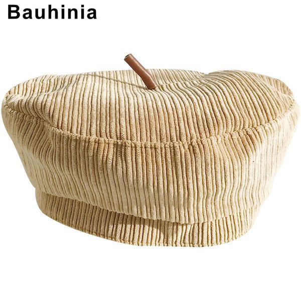 

bauhinia brand solid color corduroy octagonal hat wild fashion tide autumn and winter retro painter hat beret, Blue;gray