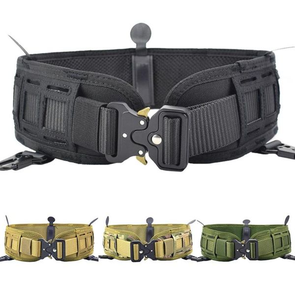 

waist support outdoor training hunting molle army gear wide belt set sports accessories, Black;gray