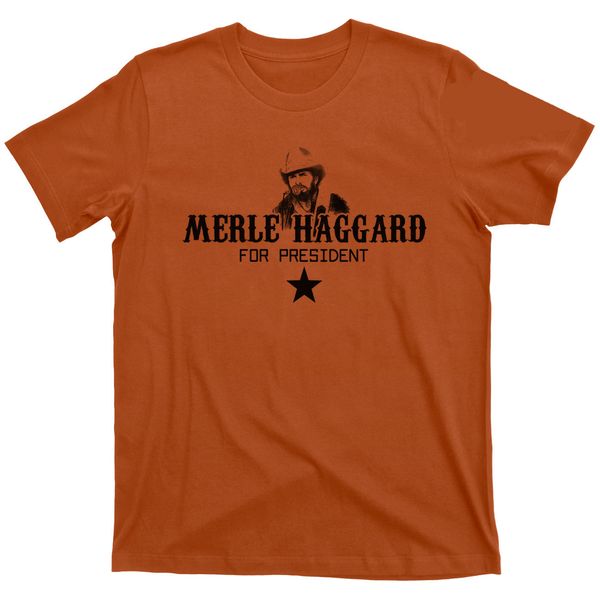 

2019 fashion printed round men tshirt merle haggard for president 2016 and hank williams jr bocephus album cd funny t shirt