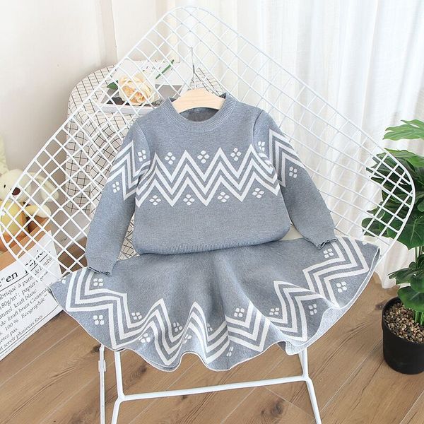 

kids dress for girls christmas dress knitted clothes 2 pcs sweater and outfits kids clothes set new year costume 3 8y, Red;yellow