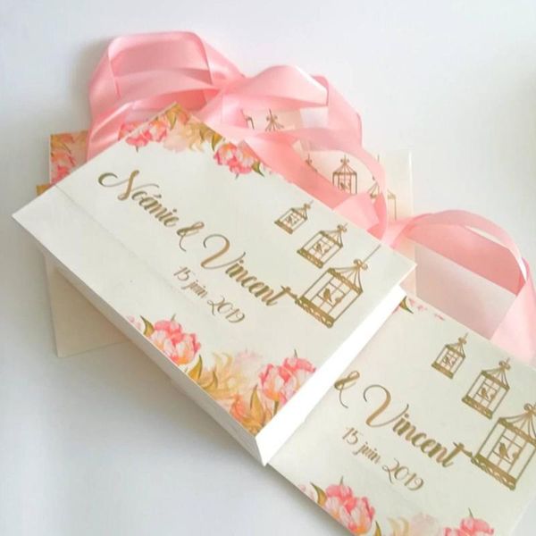 

gift wrap personalized ivory paper bag with in light pink 8 x 5.5 2.75 inches wedding welcome bags cutom for party