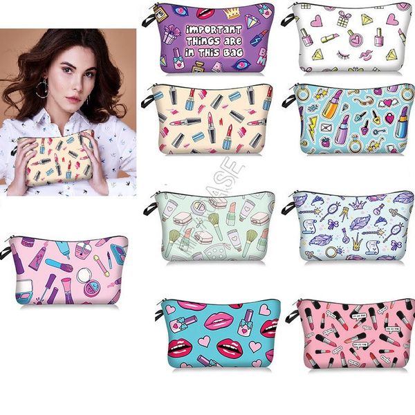 

женщины губных помады косметических мод макияж сумка девушка рот губа печать tote сумка кошельки туалетной сумка щетка ювелирных изделия хра, Black