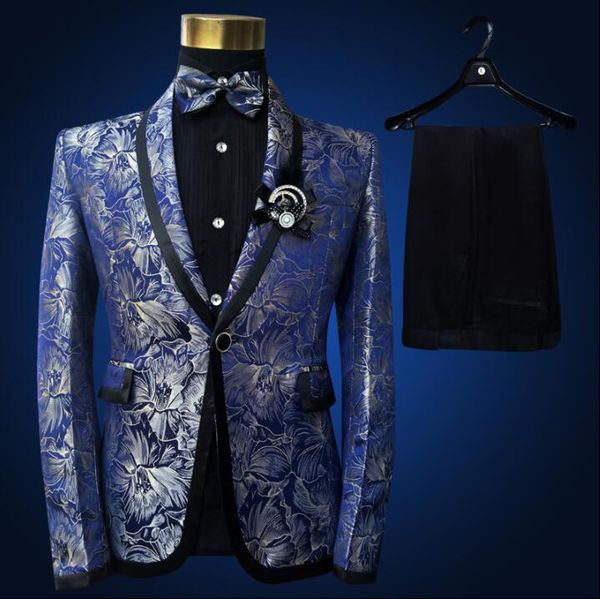 

men's suits & blazers blazer men suit set with pants mens wedding costume singer star style dance stage clothing fashion pattern formal, White;black