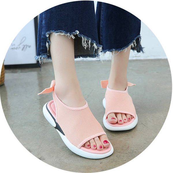 

casual sandals women 2020 summer new wild flat students thick bottom fish mouth solid color women's shoes, Black