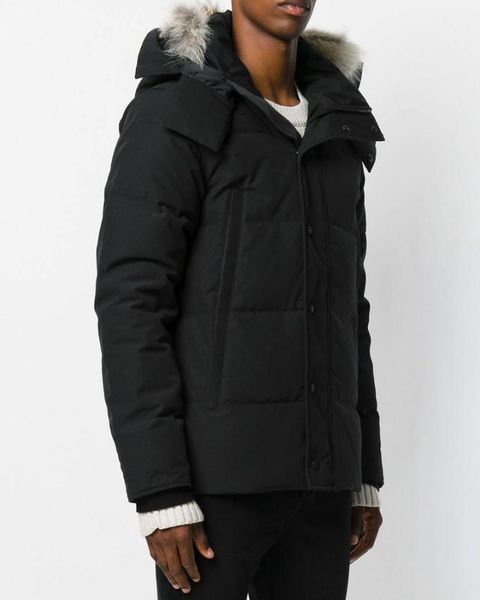 

fourrure down winter parka homme jassen chaquetas outerwear wolf fur hooded fourrure manteau wyndham canada jacket coat hiver doudoune571, Black