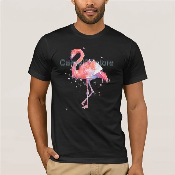 

for mans flamingo watercolorby olga shvartsur men's fashion t shirt 100% cotton