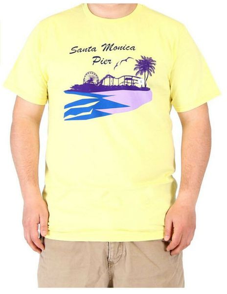 

yellow movie the alan santa monica pier california t-shirt tee for youth middle-age the elder