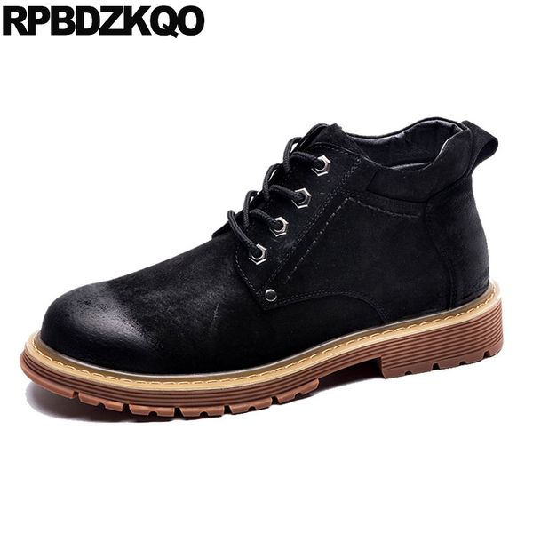 

vintage designer shoes fall comfortable winter men booties short black 2020 army fur autumn fashion retro combat boots