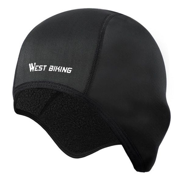 

west biking winter cycling cap windproof thermal fleece running skiing motocycle head hat headwear bandana bike warm caps, Black