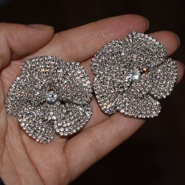 

новые блестящего rhinestone большого цветок розы серьга для ювелирных изделий способа женщин ультрамодного леди вечернего платья earrings55, Golden;silver