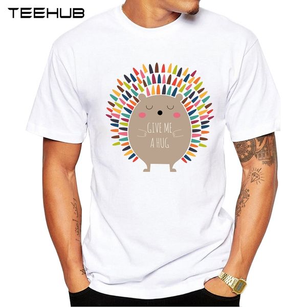 

2019 teehub men's fashion animal printed t-shirt short sleeve novelty give me a hug design cool tee
