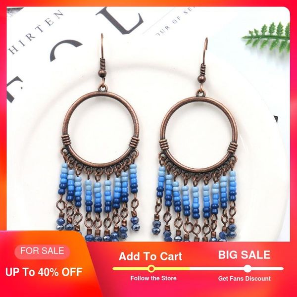 

vintage dangle earrings for women ethnic beads tassel drop earrings vintage greenearrings hoop wholesale 2020 jewelry fashion, Silver