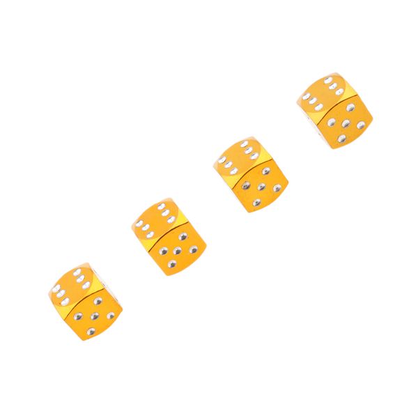 

4pcs dice shape tyre valve covers caps stems for car bike truck motorcycle gold