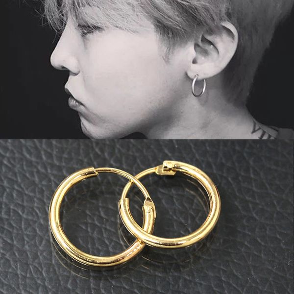 

hoop & huggie kpop gd luhan the same circle ear earring male couple copper material women earrings neutral jewellery, Golden;silver