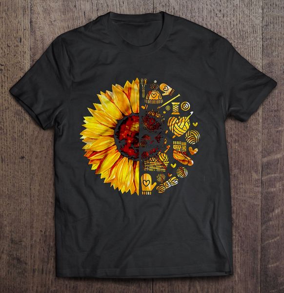 

men t shirt crochet sunflower women t-shirt