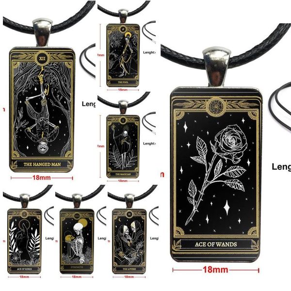 

cool card black the marigold tarot for girls gift necklace fashion long chain with rectangle necklace jewelry, Silver