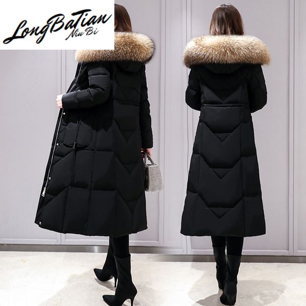 

quality fashion high women's jacket real raccoon fur collar coat female white duck down woman parkas ropazjt282, Black