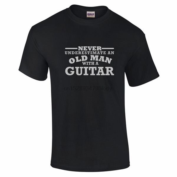 

guitar never underestimate an old man with a t shirt silver logo size to 5xl