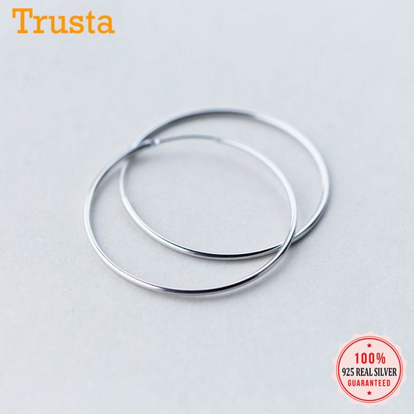 

hoop & huggie trustdavis genuine 925 sterling silver minimalist geometric hollow round earrings for women wedding jewelry gift da1189, Golden;silver