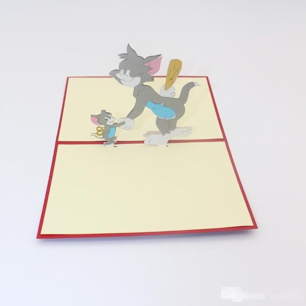 

happy birthday greeting card 3d pop up mouse cat postcard cartoon comic children s day kids gift ing