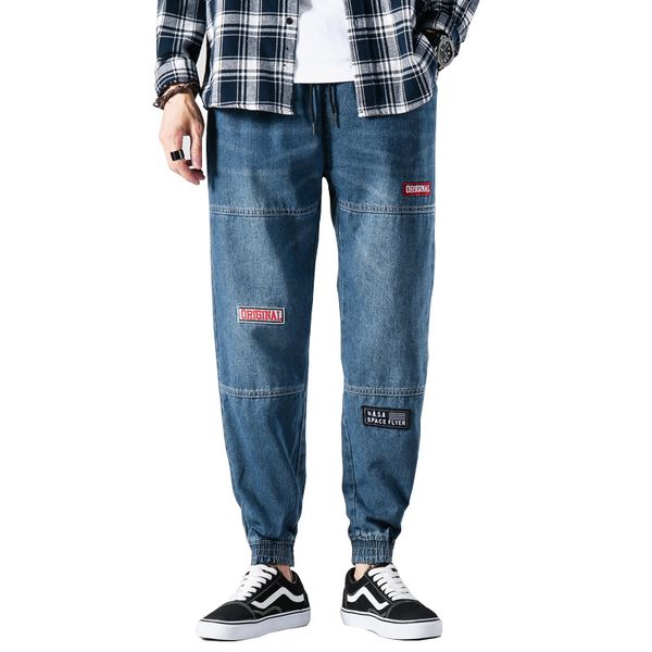 

hip hop design brand jeans for men's straight fashion hole ripped distressed moto bike vintage jean plus size kg-275, Blue