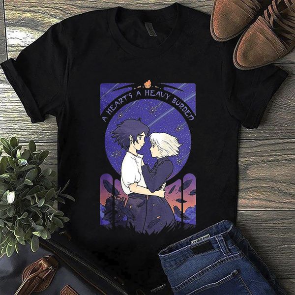 

howl's moving castle a heart's a heavy burden t shirt black cotton men s 4xl 014481