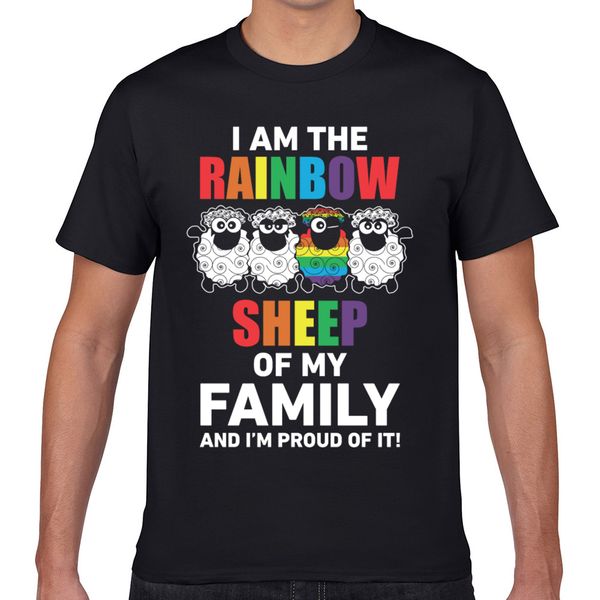 

t shirt men lgbt i am the rainbow sheep vogue vintage geek print male tshirt xxxl