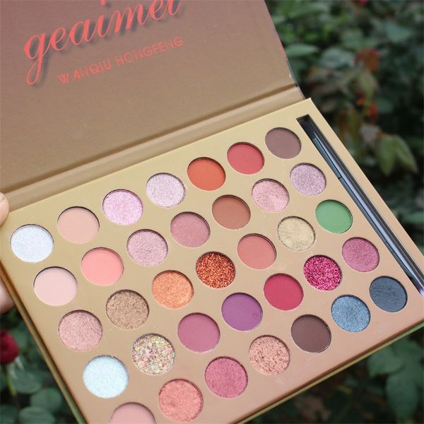 

geaimei makeup waterproof long-lasting 35 colors eyeshadow palette with eye shadow brush matte & shimmer pressed powder dhl free