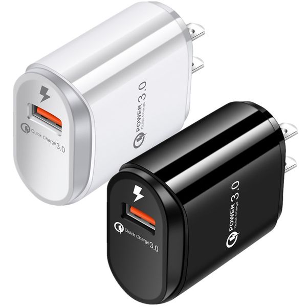 

quick charging qc3.0 us eu plug ac home travel wall charger for iphone 7 8 x xr samsung s10 s11 note 10 htc android phone