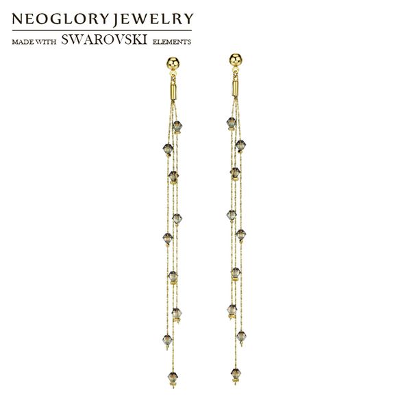 

dangle & chandelier neoglory crystal long drop earrings geometric tassels style for trendy glaring embellished with crystals from, Silver