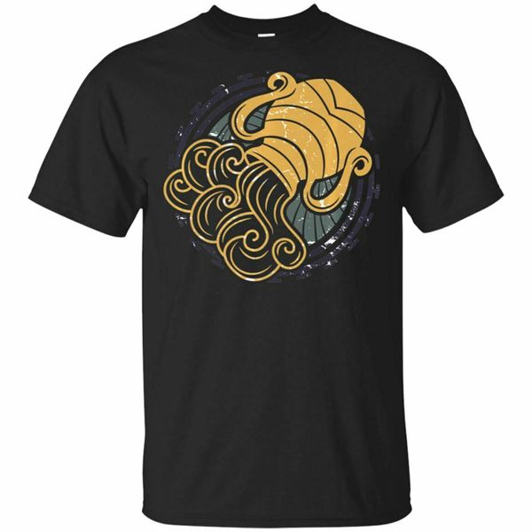 

vintage distressed aquarius zodiac sign birthday gift premium black navy t-shirt tee shirt