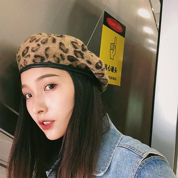 

ретро леопард берет художник шлет все-матч личность осени и зимой на открытом воздухе шляпу женщины, Blue;gray