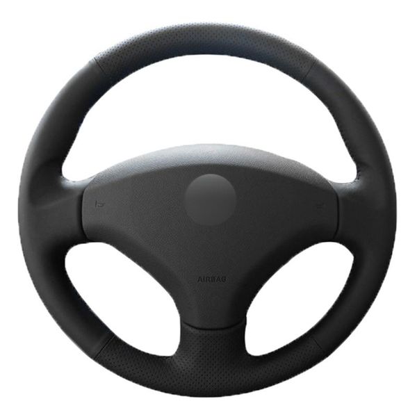 

black pu faux leather diy car steering wheel cover for 408 2010-2014 308 2007-2013 3008 2011-2020