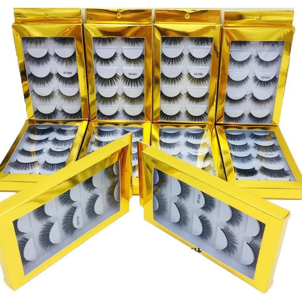 

5 pairs 6d faux mink hair false eyelashes long natural thick wispy fluffy multilayers eyelashes handmade crulty-extension