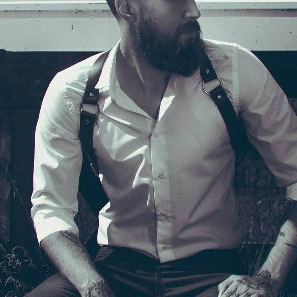 

ckmorls мужчины моды кожаный ремень sexy gay harness портупея гот burning man festival harajuku лиги пастель гот burning man, Black;brown