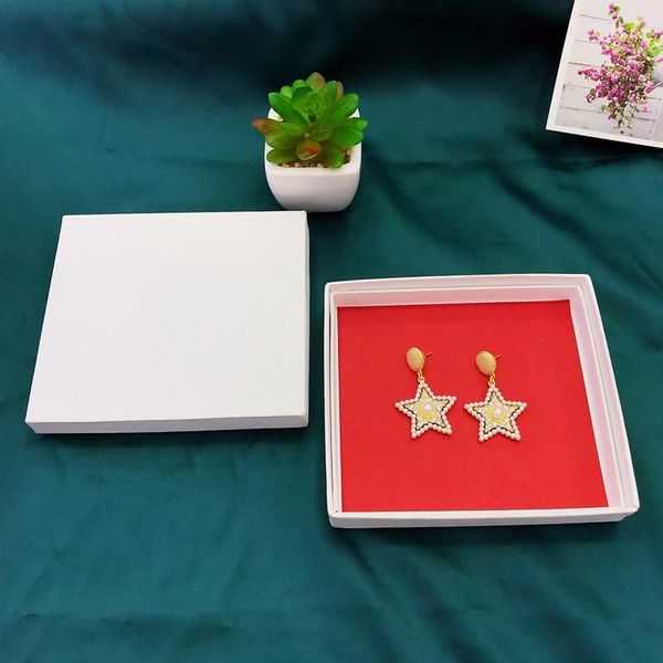 

pentagram pendant studs handmade zircon personality luxury jewelry brass needle earrings stud earrings for women asymmetric christmas party, Golden;silver