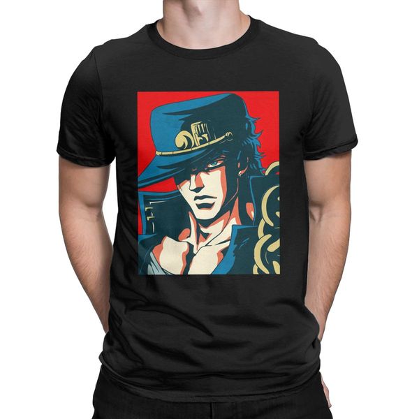 

vintage jojo bizarre adventure t-shirt for men round collar pure cotton t shirt vintage poster short sleeve tee shirt clothing