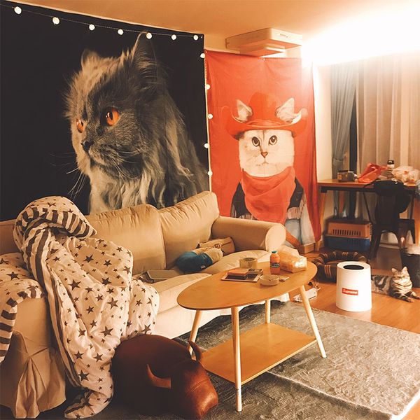 

mpk house decoration] wall fabric with cat painting, 10 designs available now