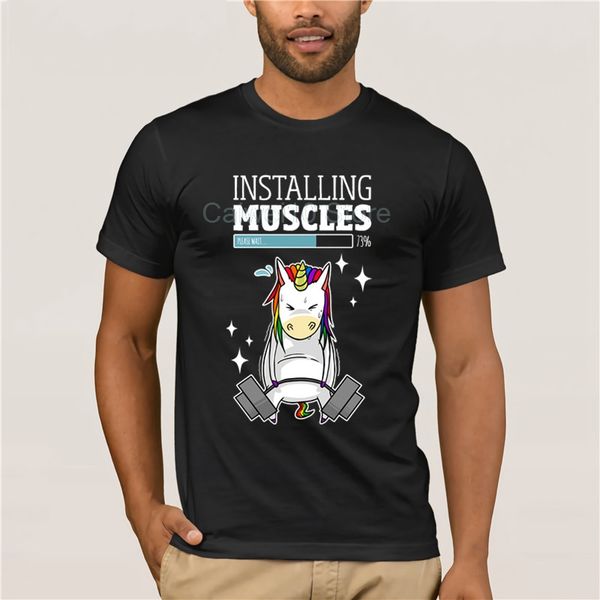 

summer fashion street short sleeve t-shirt unicorn installing muscles new summer men's casual print fashion t-shirt