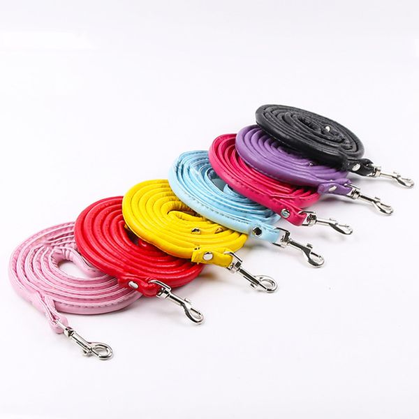 

dog collars & leashes leash for small medium large dogs pet puppy cat walking training lead rope big pu leather long 120cm