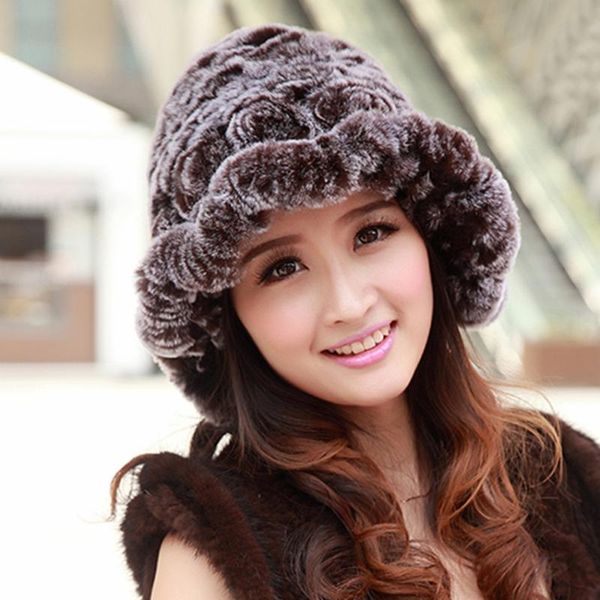 

ycfur зимние теплые шапки шапки для женщин handmade knit real rex меховые шапочки шляпы женские цветы hat cap женщины, Blue;gray