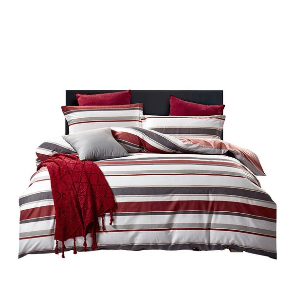 

4pcs/set bedding set colorful warm stripes quality and modern life design duvet cover sheet pillow case 100% cotton 2 size l/xl