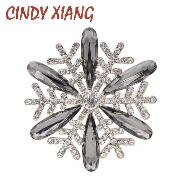 

cindy xiang 2 colors choose rhinestone snowflake brooches for women fashion coat corsage wedding pins jewelry gift, Gray