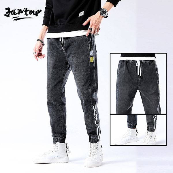 

fashion hip hop harem jeans men loose baggy joggers jeans elastic waist patchwork denim pants man clothes trousers -l xl xxl4xl, Blue