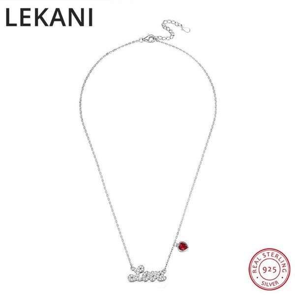 

real 925 sterling silver love letter necklace red heart crystals from for women party wedding jewelry charm gift