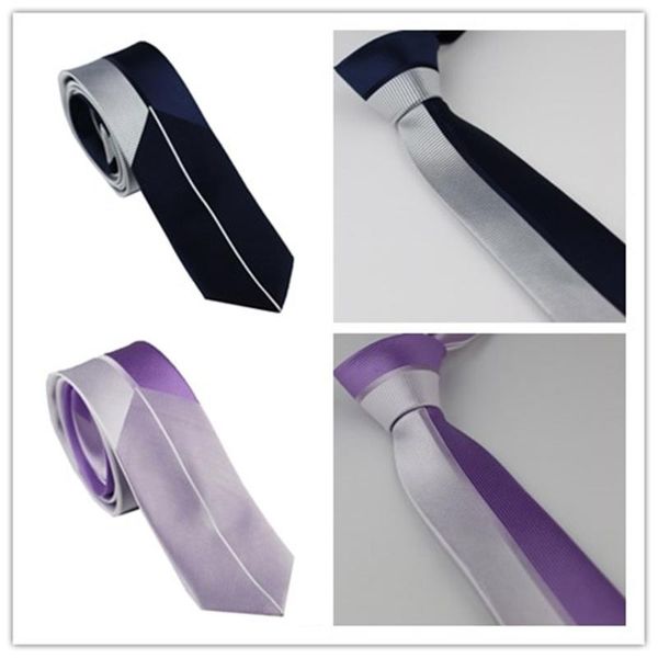 

men's suit ties new design purple/silver with blue/silver striped necktie microfiber skinny 6cm dress shirts wedding cravat, Blue;purple