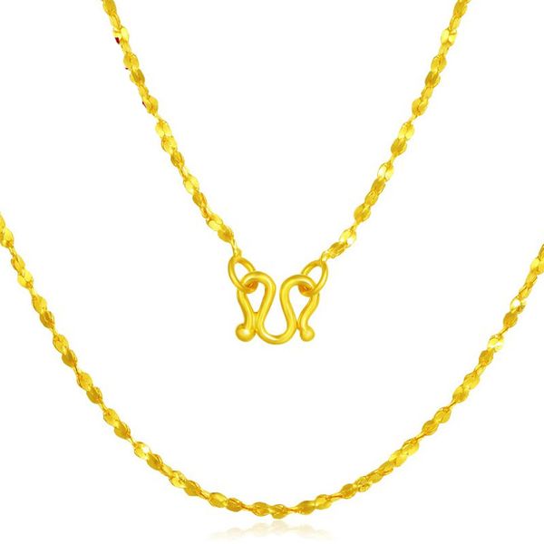 

pure solid 999 24k yellow gold necklace women full star link chain necklace p6279, Silver