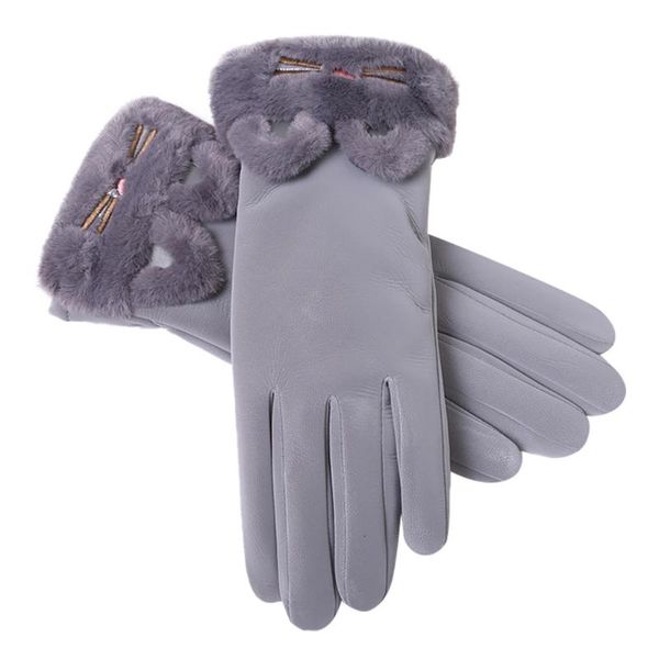 

women gloves velvet cute cartoon keep warm touch screen gloves full finger windproof winter mittens outdoor cycling glove, Blue;gray