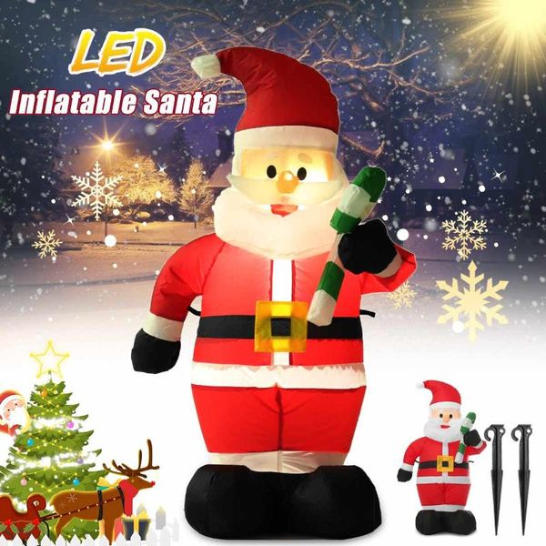 

christmas decor 1.2m led air inflatable crutches santa claus with air blower night light giant inflatable doll for garden