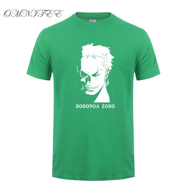 

цельный roronoa зоро футболка мужчины с коротким рукавом моды аниме pirate hunter зоро tshirt tops мужчины мультфильм tshirt oz-081